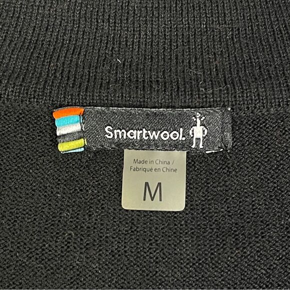 SMARTWOOL gray black ivory merino wool v-neck long sweater, size M - Picture 2 of 14